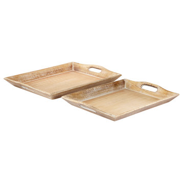 Traditional Brown Wooden Tray Set 14422