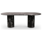 Meridian Furniture - Messina Marble Dining Table, Black, Genuine Marble - Step into luxury with the stunning Messina dining table in classy black marble. Its exquisite design and luxurious finish will instantly elevate any space. This beautifully crafted piece features genuine black marble with elegant white veins and fluted marble bases, perfect for adding a touch of flair and panache to any space. Embrace sophistication and timeless beauty with the art deco-inspired design of the Messina.