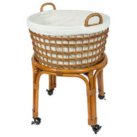 Rolling Wicker Laundry Basket and Hamper With Cotton Liner and Stand