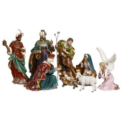 Nativity Set With 9 Figures and Stable - Farmhouse - Holiday