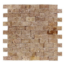 Split face tumbled stone for backsplash, bathroom