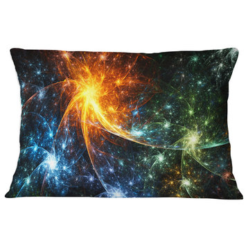 Colorful Fireworks with Stars Abstract Throw Pillow, 12"x20"