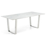 Meridian Furniture - Carlton Chrome Dining Table - Attract attention to the center of your dining room with Carlton chrome dining table by Meridian Furniture. Featuring a solid stone top and stunning rich chrome finish stainless steel base, this dining table is durable and stylish, complementing your contemporary home decor theme while guaranteeing to withstand the wear and tear of daily use for years to come.