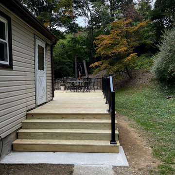 Large pressure treated wood deck