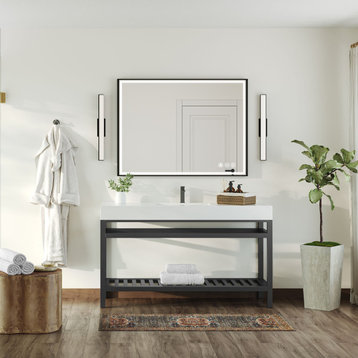 The Nova Bathroom Vanity, Black, 60", Single Sink, Freestanding