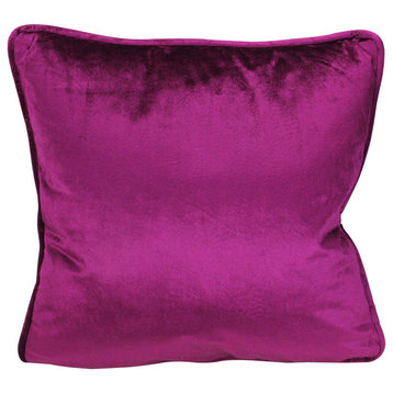 17" Berry Purple Velvet Square Throw Pillow