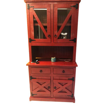 Farmhouse Kitchen Dining Hutch and Buffet, Persimmon Red
