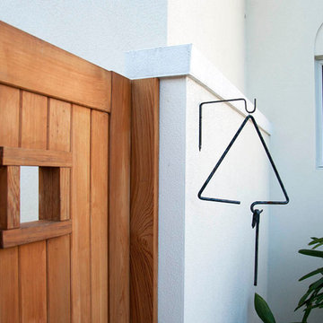 Ipe Wooden Gate with Old Fashioned Reclaimed Iron Bell