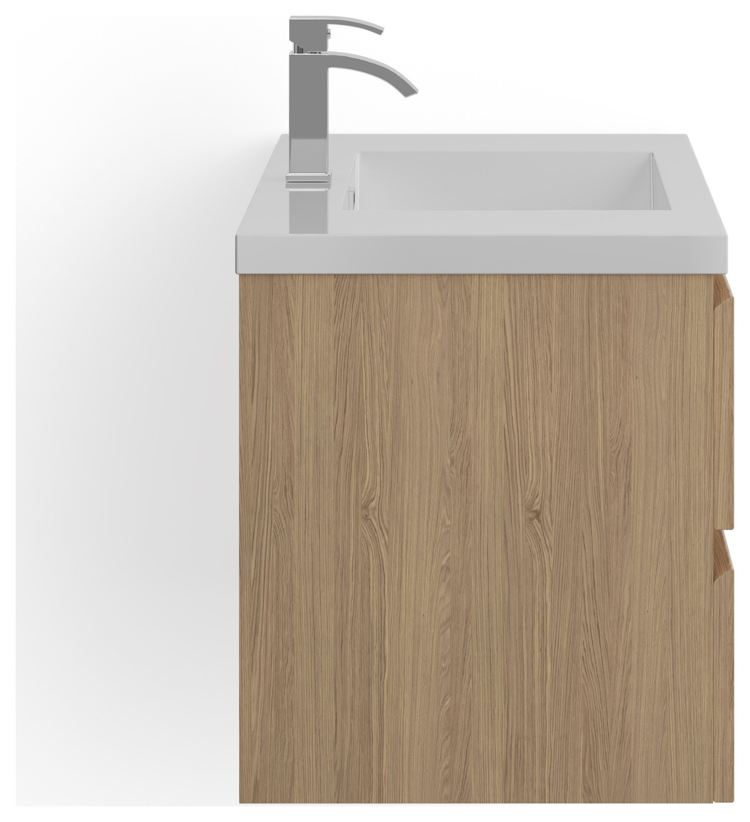 MOB Bath Vanity, White Oak, 42", Single Sink, Wall Mount
