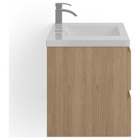 MOB Bath Vanity, White Oak, 42", Single Sink, Wall Mount
