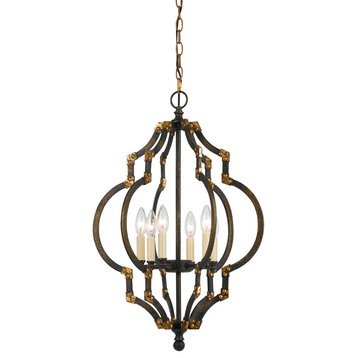 40W Howell Metal Pendant, Iron/Antiqued Gold Finish
