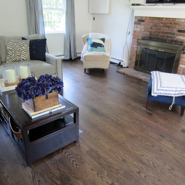 COLD SPRING HARBOR - NEW INSTALL + SAND OLD FLOOR: RED OAK W JACOBEAN & TRAFFIC
