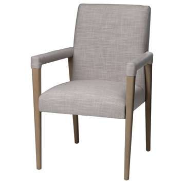 Palisades Gray Fabric Seat With Medium Brown Solid Wood Frame Dining Chair
