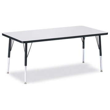 Berries Rectangle Activity Table - 30" X 60", E-height - Gray/Black/Black