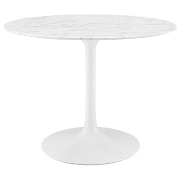 Lippa 40" Round Artificial Marble Dining Table in White
