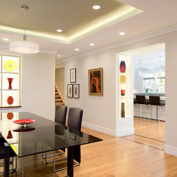 modern dining room with display niches