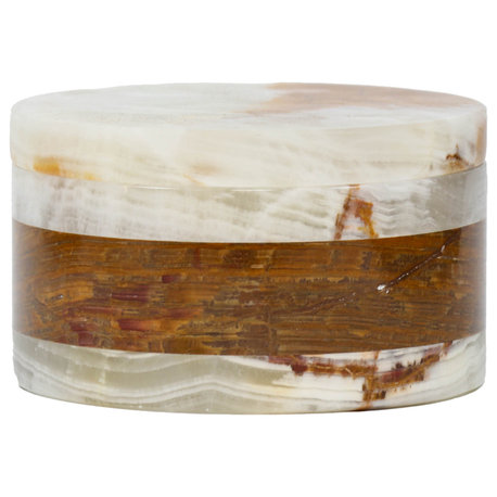 Polished Marble Bathroom Jar, Green and Amber