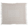 Cotton Slub Throw Blanket with Pattern and Tassels, Ivory and Putty Orange