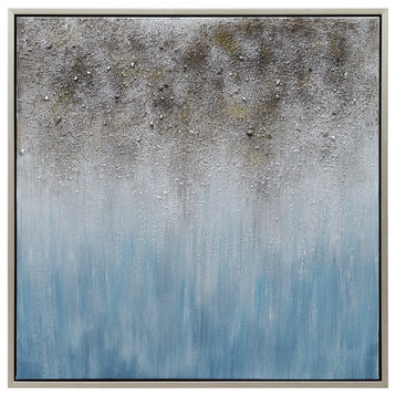 Blue Shadow Abstract Textured Metallic Hand Painted Wall Art by Martin Edwards