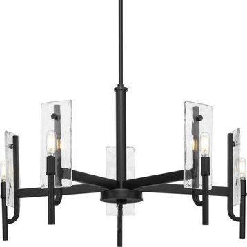 Rivera Collection Matte Black Luxe Industrial Chandelier, 5-Light
