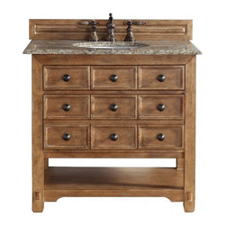 36 inch Single Sink Bathroom Vanity Solid Wood Honey Alder Finish - Bathroom Vanities And Sink Consoles