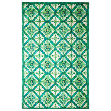 Illusions Madrid Indoor/Outdoor Mat, Emerald, 4'10"x7'6"