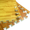 24"x24" Wood Grain and Cork Interlocking Foam Floor Tiles, Set of 25, Light Wood