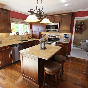 Gingersnap Maple Cabinets with Beige Quartz Countertop ~ Medina OH