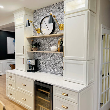 Custom Chevron Island with Oak Hardwood Floors