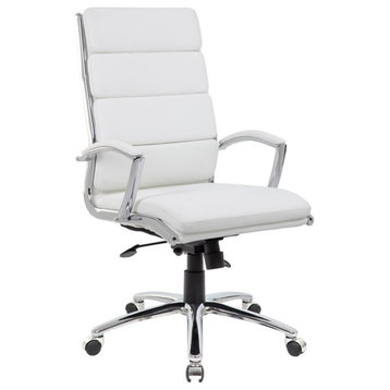 Pemberly Row Contemporary Executive Chair with Metal Chrome Finish