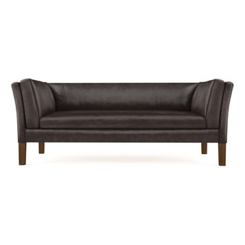 Charlton 6' Vintage Leather Sofa, Chocolate, Classic Depth