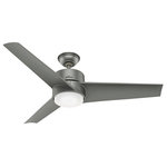 Hunter Fan Company - Hunter 54" Havoc Matte Silver Ceiling Fan, LED Light Kit and Wall Control - The Havoc ceiling fan is the epitome of durability. Its modern style is brought out by the hard lines in the design and the die-cast aluminum in the build. The three U.S. Patent Pending Performance Blades encompass the motor - protecting the internal components and providing a unified aesthetic. As part of our WeatherMax collection, the Havoc is wet rated and corrosion and salt-air resistant which makes it great for any outdoor space. Our SureSpeed Guarantee cools at an optimal speed while the modern design adds that 'WOW' factor to your outdoor spaces. Shop the Havoc and experience quality performance no matter what weather comes your way.