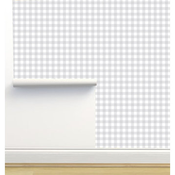 Gingham Light Gray Wallpaper by Erin Kendal, Sample 12"x8"