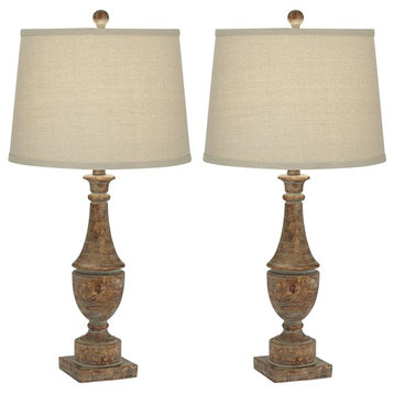 Pacific Coast Collier Faux Wood Turning Table Lamp Set Of 2, Bronze