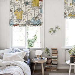 Quick Fix Washable Roman Window Shades Flat Fold , Rothenburg - Roman Shades