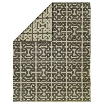 Endura Double-Sided Flatweave Rug, Ivory and Black, 4'x6'