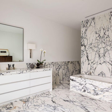 Marbled and Accented with Modern Fittings, Bathroom Remodel in Los Angeles, CA
