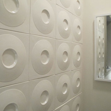 Circular wall tiles in a modern home