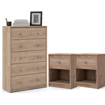 3 Piece Chest and Nightstand Bedroom Set in Jackson Hickory