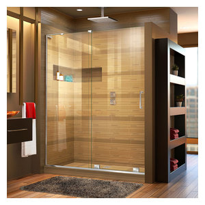 H Frameless Sliding Shower Door In Chrome Left Wall Installation H Frameless Sliding Shower Door In
