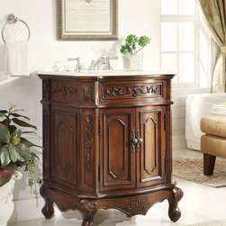 27 inch Antique Bathroom Vanity Lush Wood Finish - Bathroom Vanities And Sink Consoles