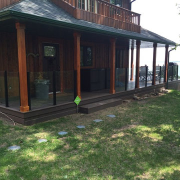 Wrap Around Composite Deck w/ Aluminum Frame-less Glass Railing in Seba Beach