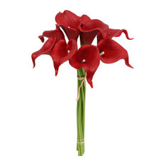 Pack of 10 soft touch lifelike artificial Calla lily, Apple Red