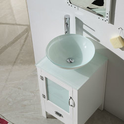 Abel 18.5 inch White Finish Vessel Sink Bathroom Vanity - Bathroom Vanities And Sink Consoles