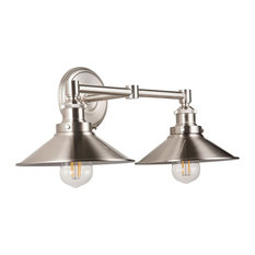 Andante 2 Light Industrial Wall Sconce with LED Bulbs, Brushed Nickel