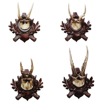 Resin Deer Horn Plaques, Set of 4