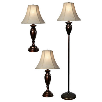 Dunbrook steel multi pack set includes 2 table lamps floor lamp Natural linen