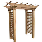 Cedar Garden Pagoda Arbor With Planters - Farmhouse - Pergolas Arbors ...