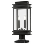 Livex Lighting - Princeton 2 Light Black/Polished Chrome Reflector Outdoor Large Post Top Lantern - The Princeton collection is a fresh interpretation on the classic English pocket lantern. Hand crafted solid brass, our Princeton fixtures are built for lasting beauty. This outdoor post light features a black finish and clear glass. This old world charm is built to last.