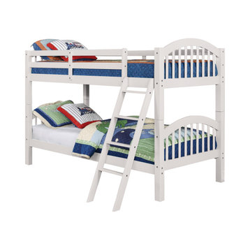 Cresswell Convertible Twin Over Twin Arched Bunk Bed with Drawers, White